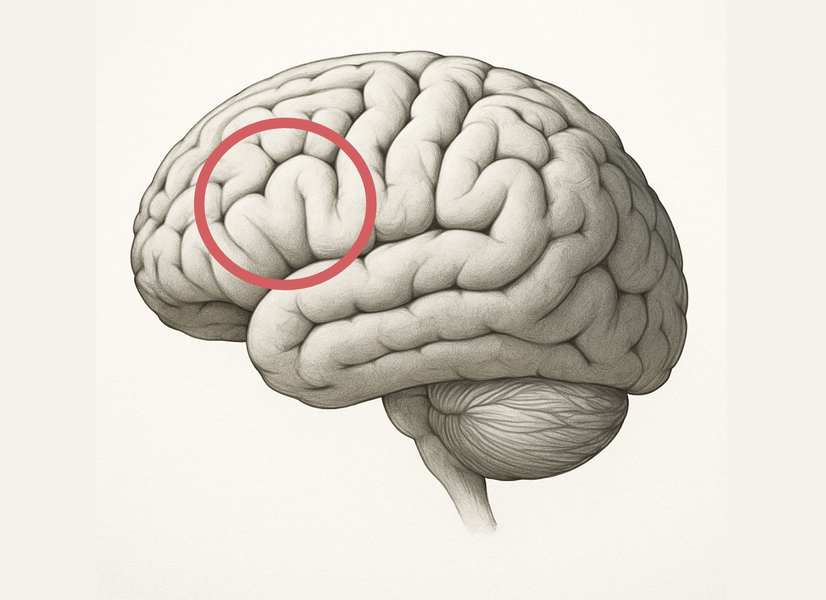 Image of the brain circled to show part of the brain effected by Nonfluent/Agrammatic PPA