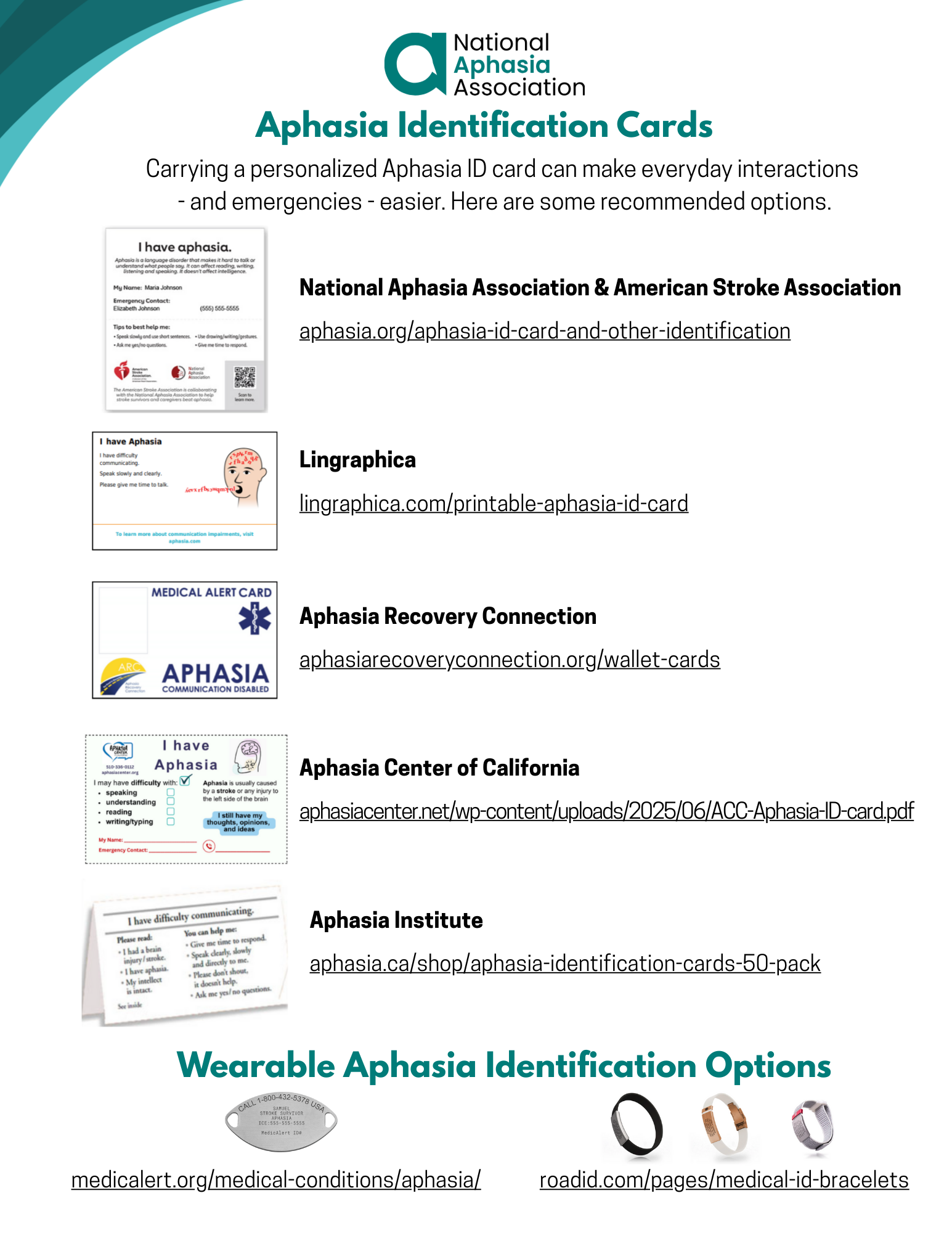Aphasia ID Cards and Wearable Options