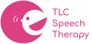 Pink logo for 'TLC Speech Therapy' 