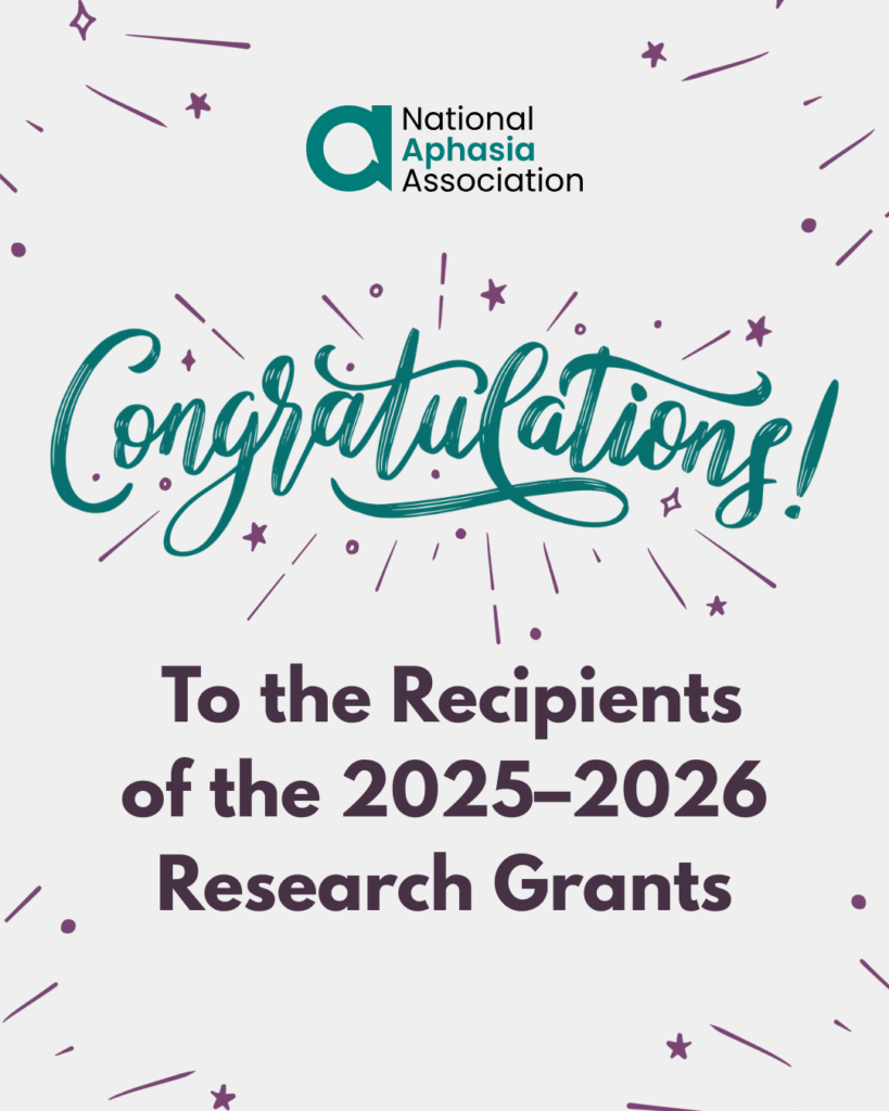 2025–2026 National Aphasia Association Research Grant Recipients